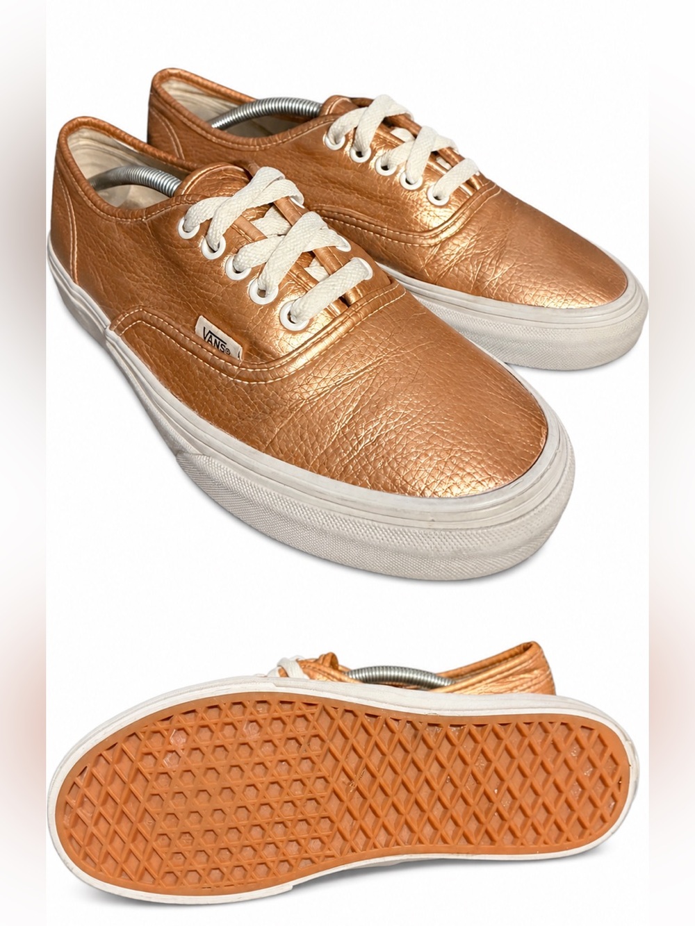 Vans Authentic TB9C Metallic Leather Bronze Copper Sneakers M 7.5 W 9